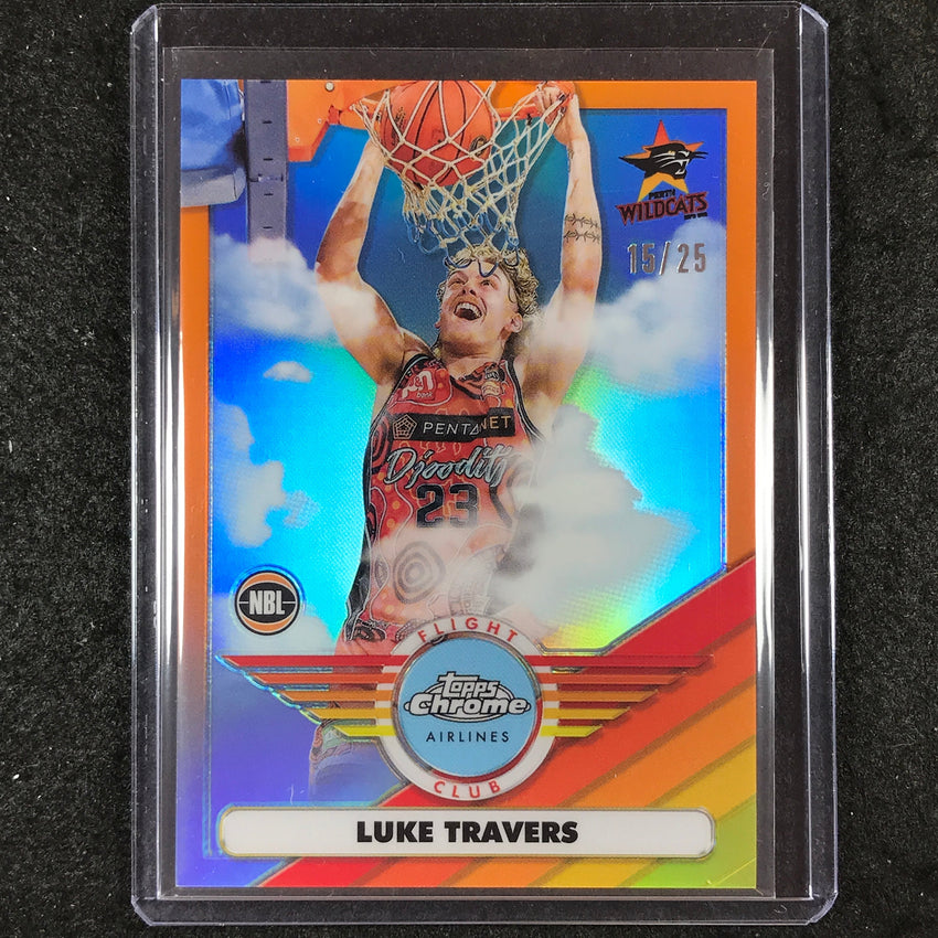 2022-23 Topps Chrome NBL LUKE TRAVERS Flight Club Orange 15/25