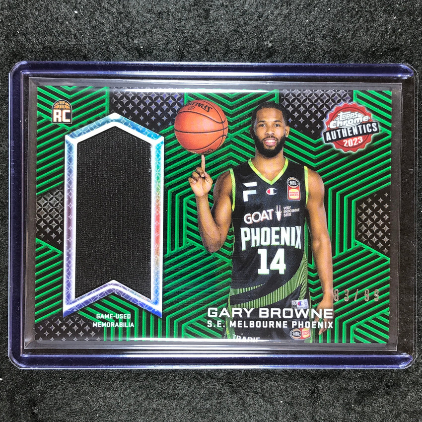 2022-23 Topps Chrome NBL GARY BROWNE Authentics Rookie Jersey Relic Green 83/99