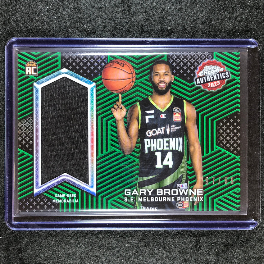 2022-23 Topps Chrome NBL GARY BROWNE Authentics Rookie Jersey Relic Green 97/99