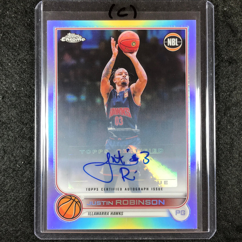 2022-23 Topps Chrome NBL JUSTIN ROBINSON Base Refractor Auto #39 (C)