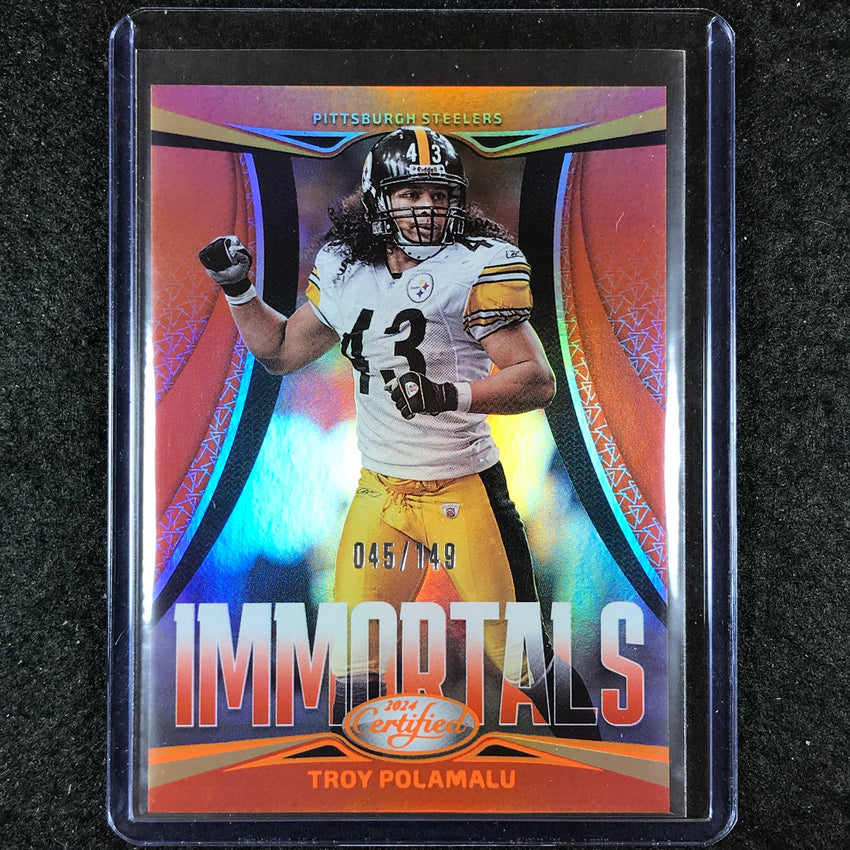 2024 Certified Football TROY POLAMALU Immortals Orange Mirror 45/149 #19