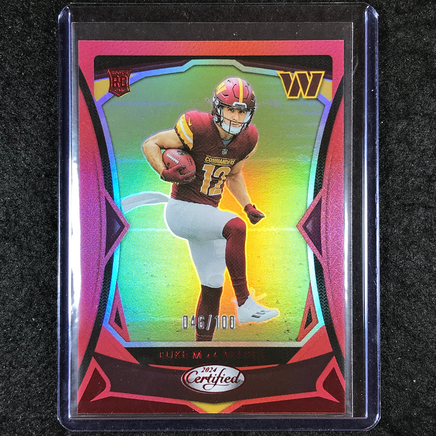 2024 Certified Football LUKE MCCAFFREY Rookie Base Red Mirror 46/100 #175