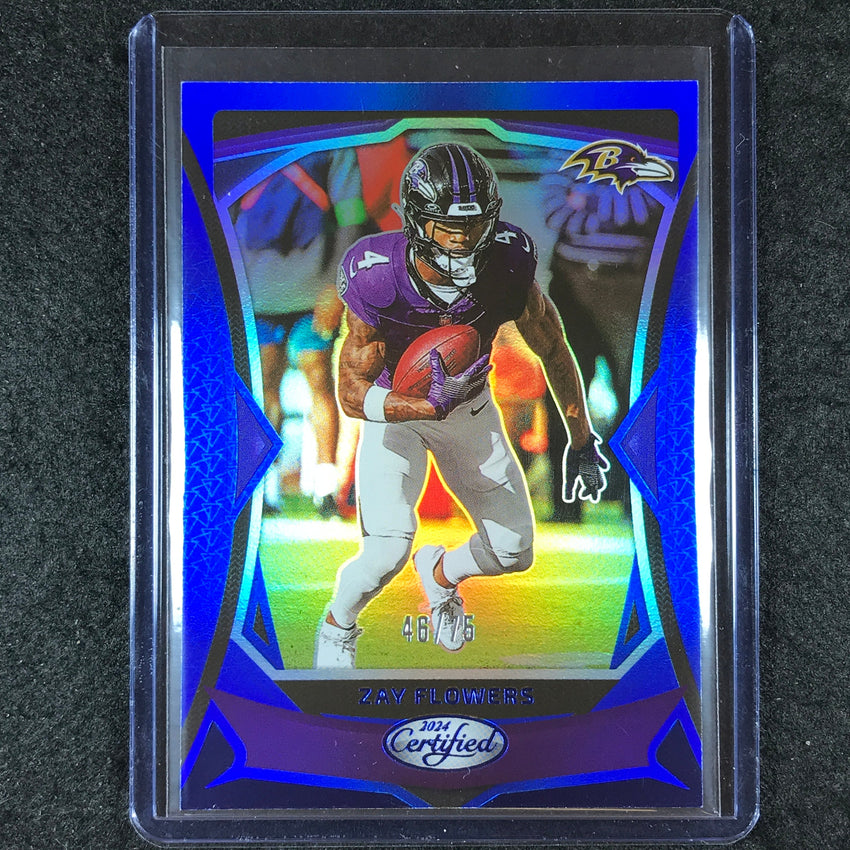 2024 Certified Football ZAY FLOWERS Base Blue Mirror 46/75