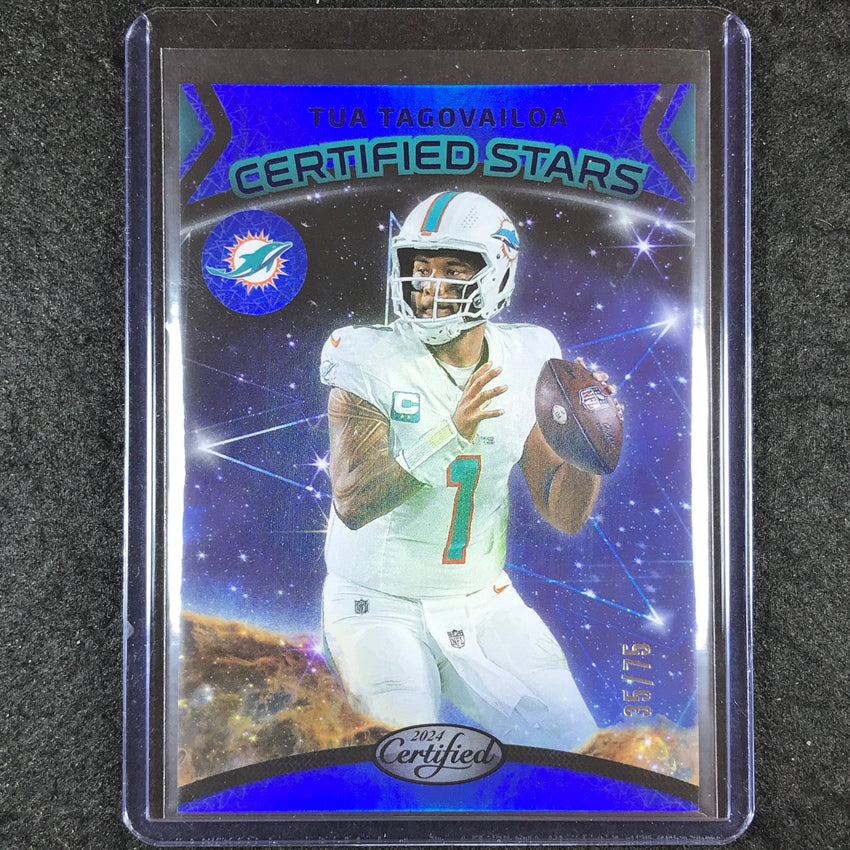 2024 Certified Football TUA TAGOVAILOA Certified Stars Blue Mirror 35/75