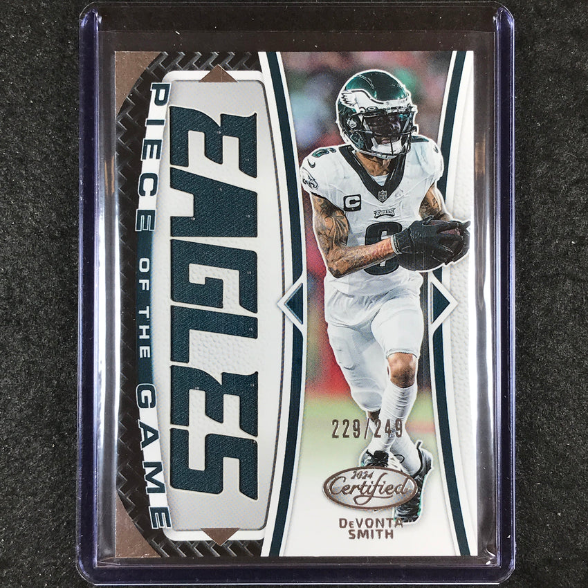 2024 Certified Football DEVONTA SMITH Piece of the Game Jersey Relic 229/249