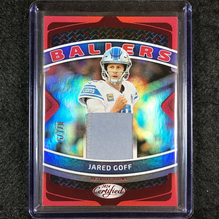 2024 Certified Football JARED GOFF Certified Ballers Patch Relic Red 7/75
