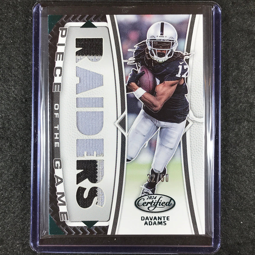 2024 Certified Football DAVANTE ADAMS Piece of the Game Patch Relic Teal 32/50