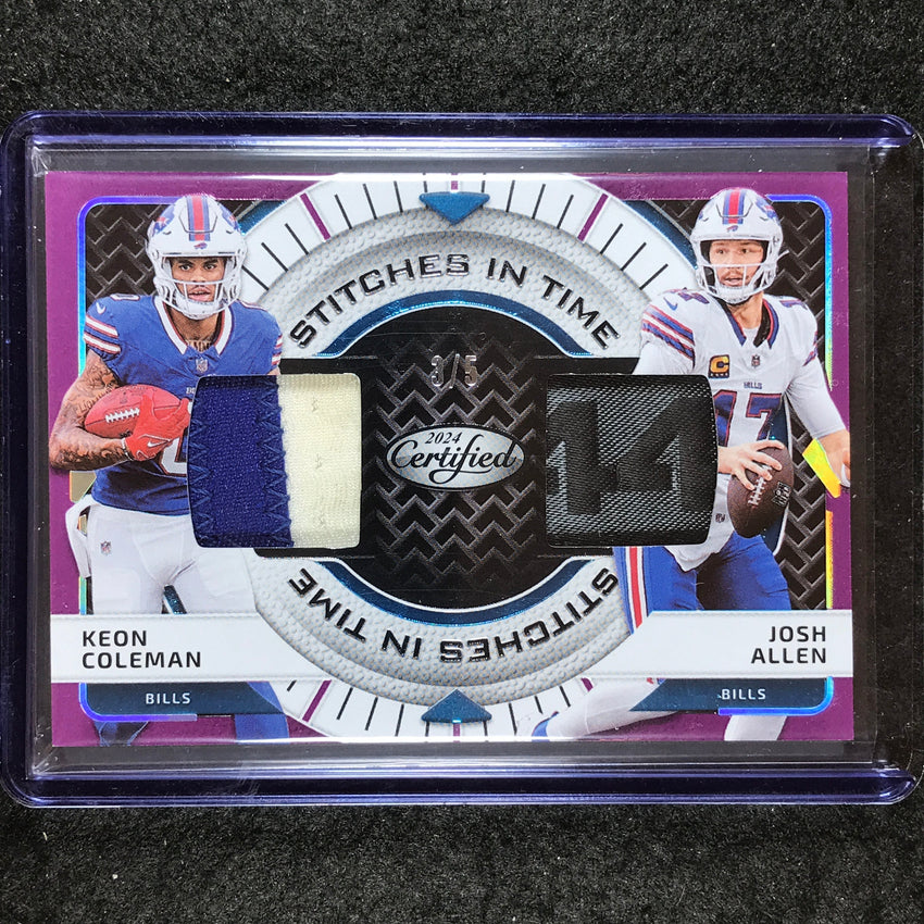 2024 Certified Football COLEMAN ALLEN Stitches In Time Dual Rookie Patch 3/5