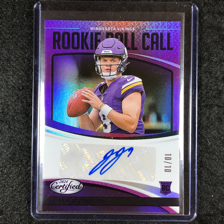 2024 Certified Football J.J. MCCARTHY Rookie Roll Call Auto Purple 10/10