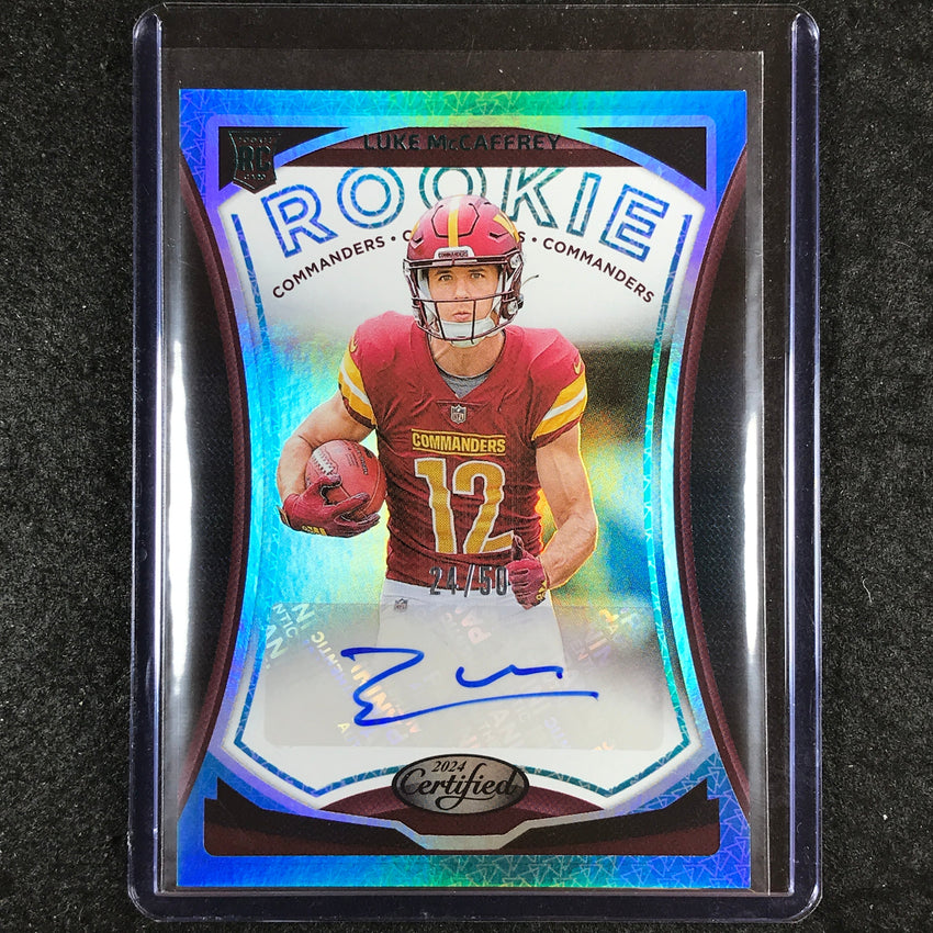 2024 Certified Football LUKE MCCAFFREY Rookie Signatures Auto Teal 24/50