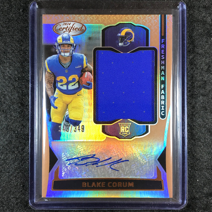 2024 Certified Football BLAKE CORUM Freshman Fabrics Rookie Jersey Auto 343/349
