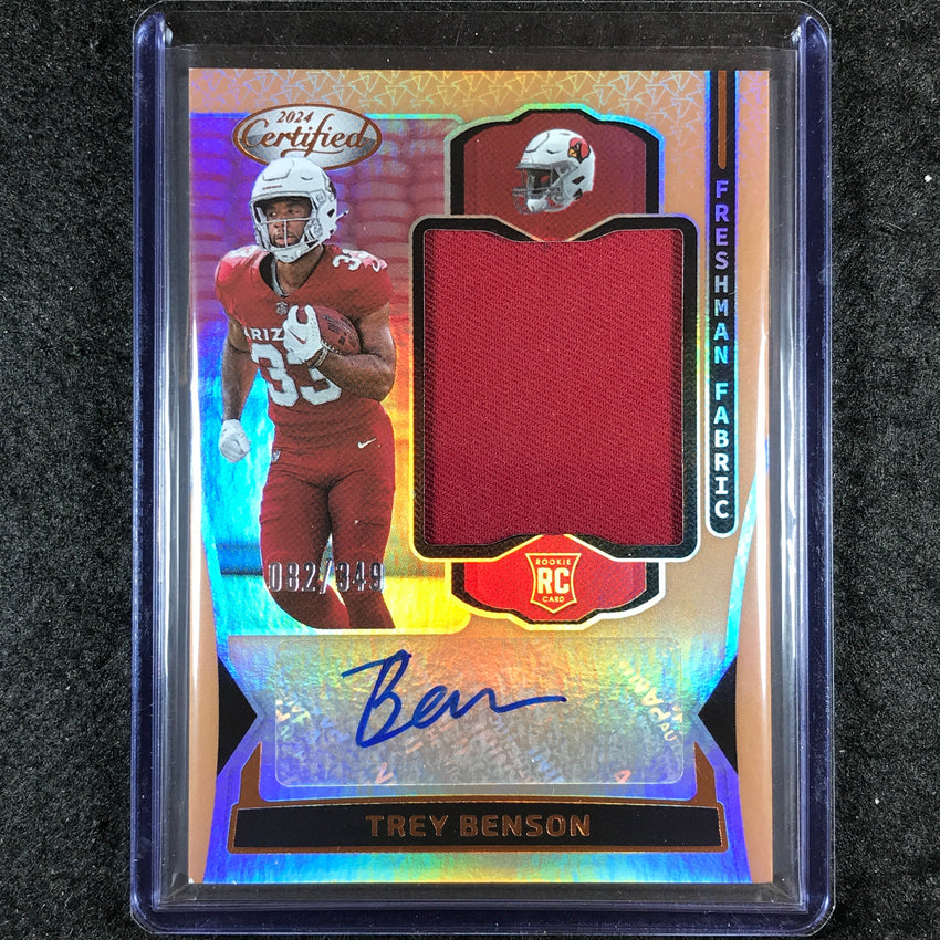 2024 Certified Football TREY BENSON Freshman Fabrics Rookie Jersey Auto 82/349