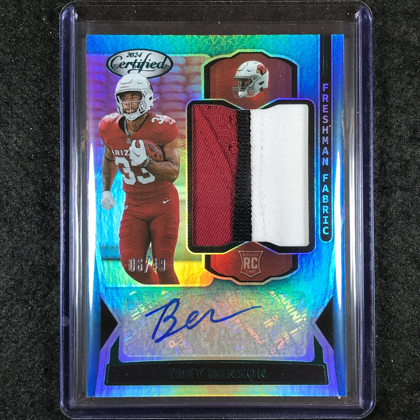 2024 Certified Football TREY BENSON Freshman Fabrics Rookie Patch Auto Teal 6/49