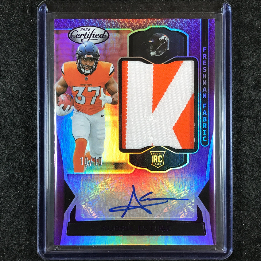 2024 Certified Football AUDRIC ESTIME Freshman Fabrics Rookie Patch Auto 10/10