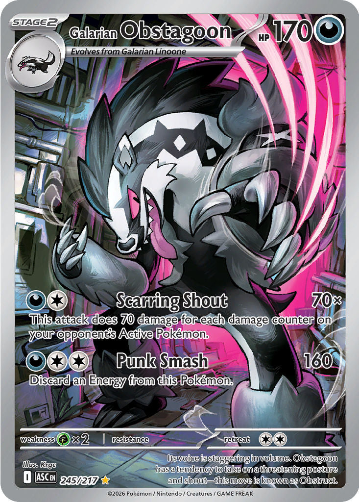 Galarian Obstagoon - ( 245/217 ) - Illustration Rare - Pokemon ME Ascended Heroes