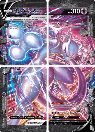 Mewtwo V UNION Complete 4-Card Set - Pokemon SWSH Sword & Shield Promo