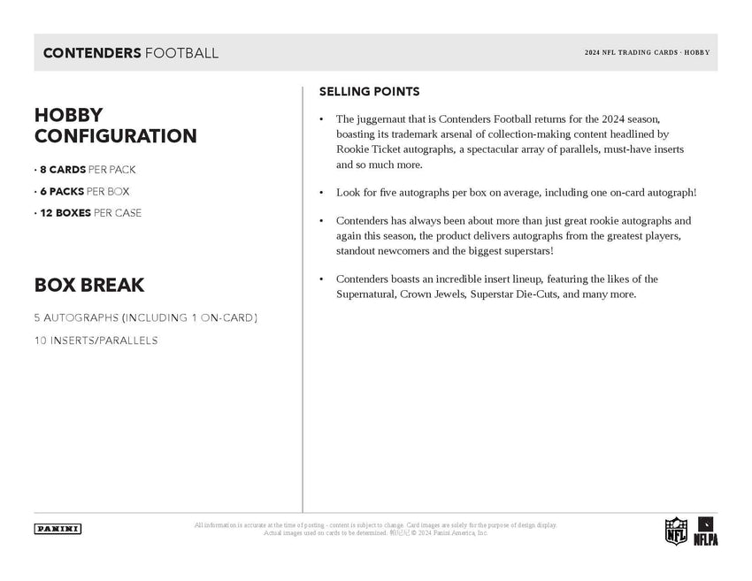 2024 Panini Contenders Football Hobby Box