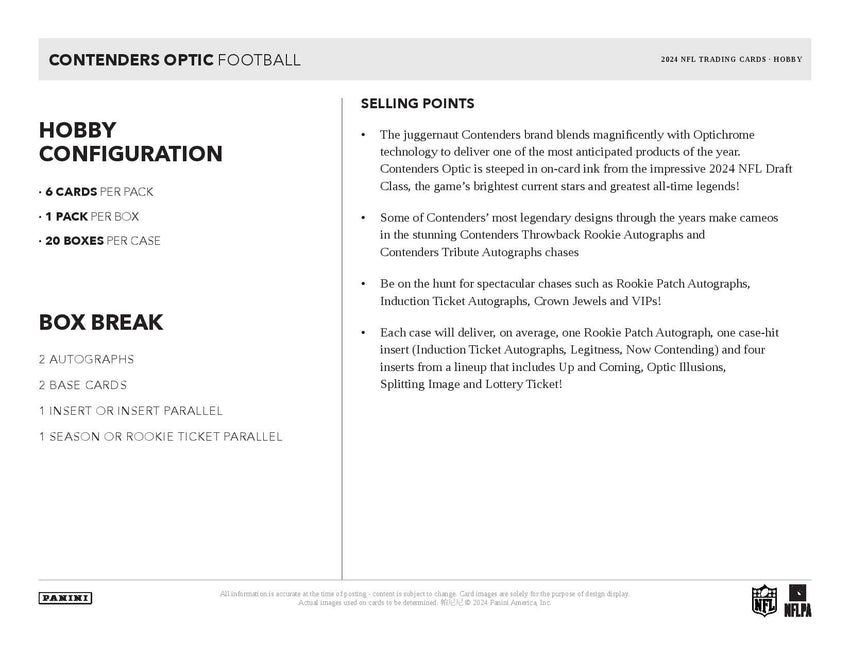 2024 Panini Contenders Optic Football Hobby Box