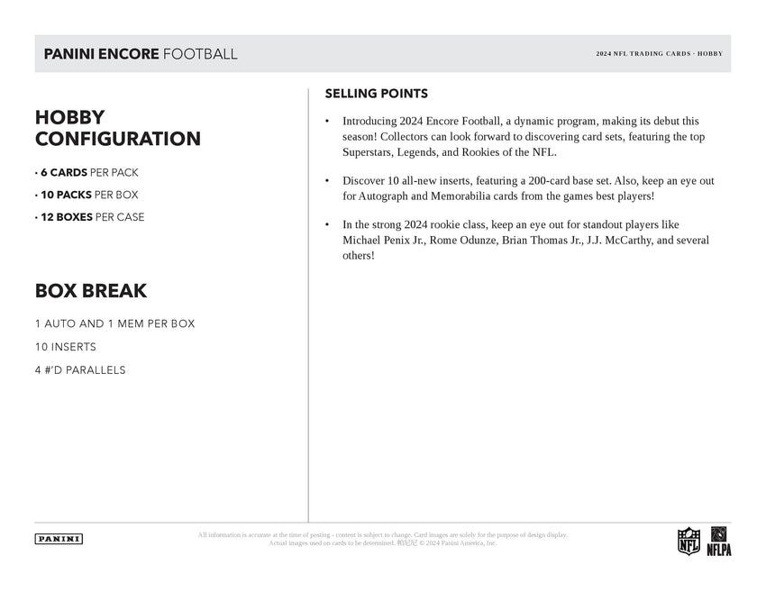 2024 Panini Encore Football Hobby Box