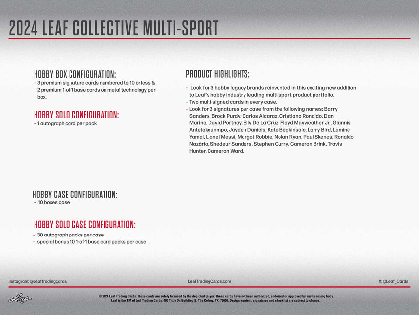 2024 Leaf Collective Multi-Sport Hobby Box-Cherry Collectables