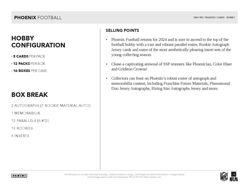 2024 Panini Phoenix Football Hobby Box