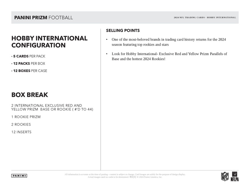 2024 Panini Prizm Football Hobby International Box