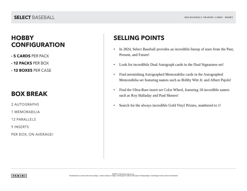 2024 Panini Select Baseball Hobby Box