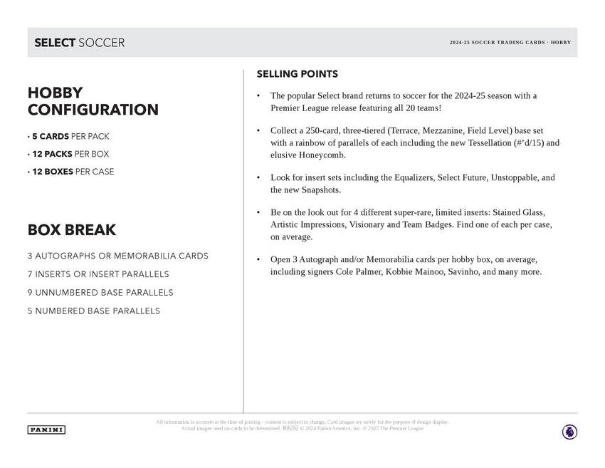 2024-25 Panini Select English Premier League Soccer Hobby Box
