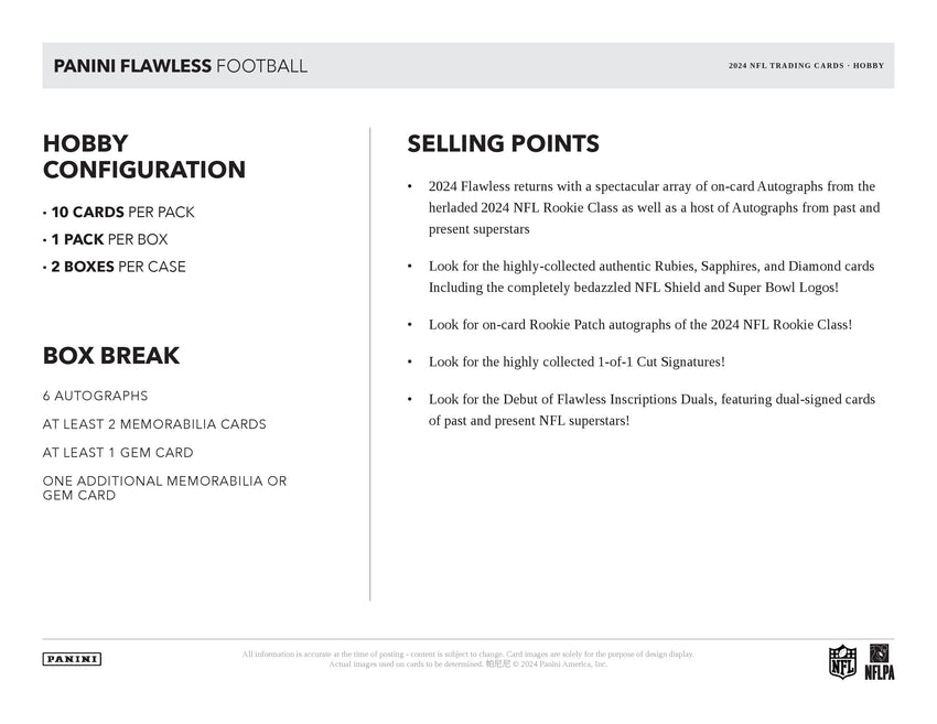 2024 Panini Flawless Football Hobby Box