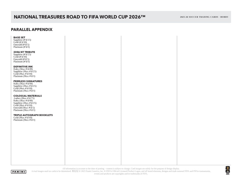 2025-26 Panini National Treasures Road to FIFA World Cup Soccer Hobby Box (Pre Order)