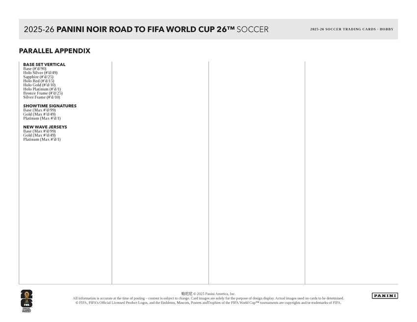 2025-26 Panini Noir Road to FIFA World Cup Soccer Hobby International Box