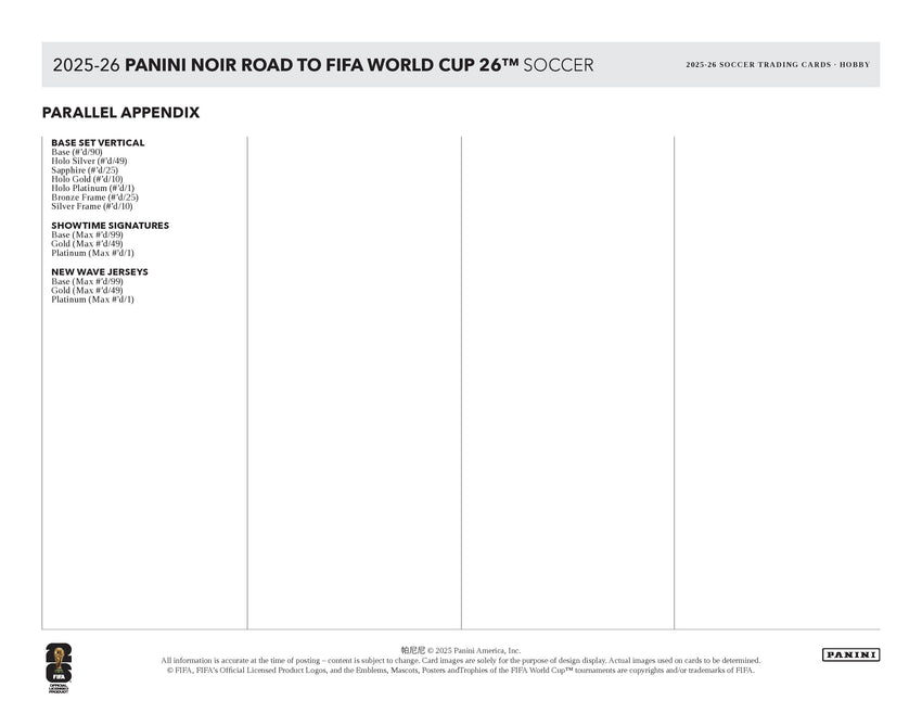 2025-26 Panini Noir Road to FIFA World Cup Soccer Hobby Box