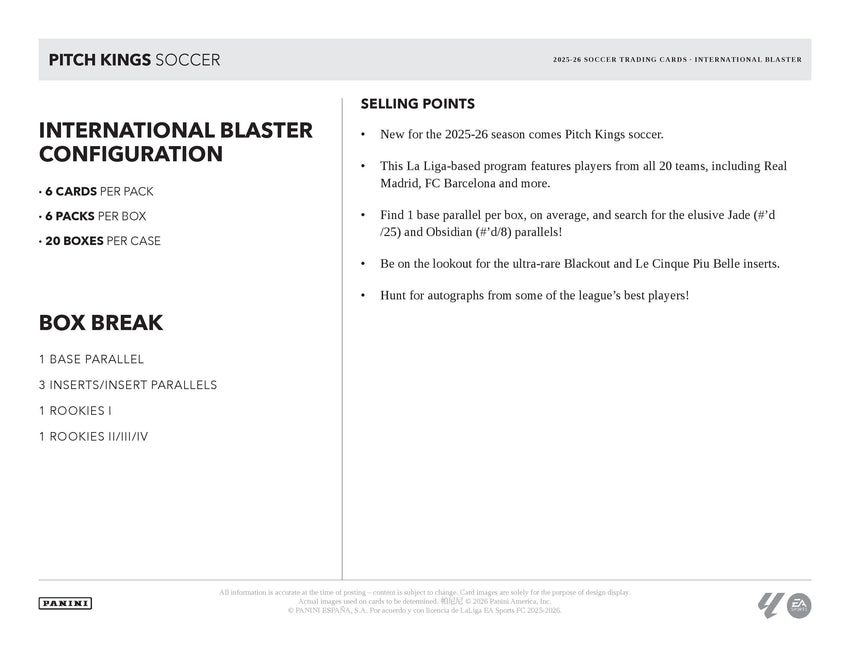 2025-26 Panini Pitch Kings Soccer International Blaster Box (Pre Order)