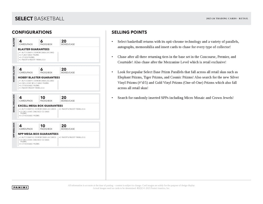 2025-26 Panini Select Basketball Mega Box (Pre Order)