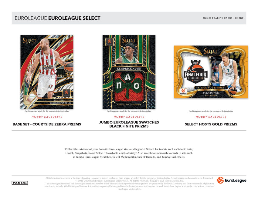 2025-26 Panini Select EuroLeague Basketball Hobby Box
