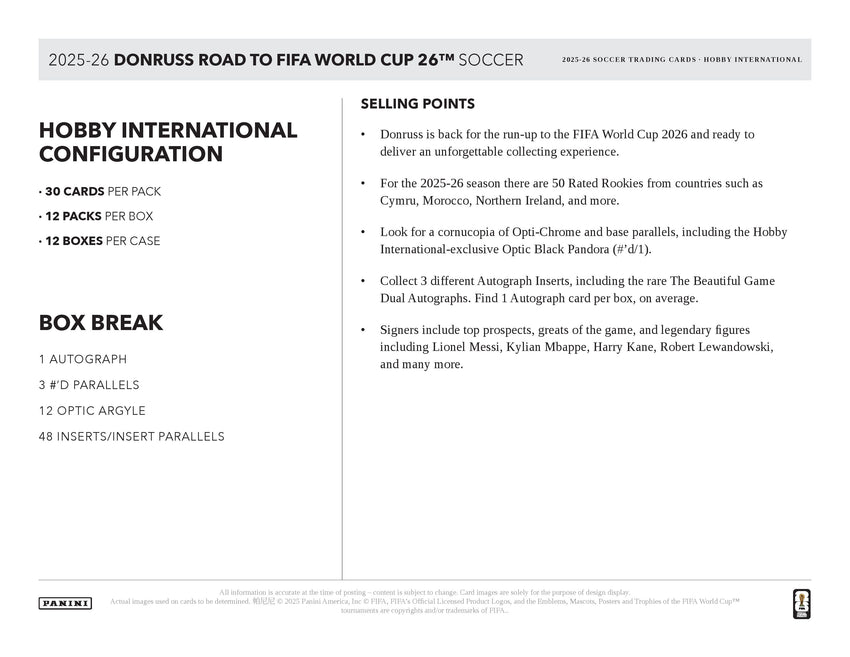 2025-26 Panini Donruss Road to World Cup Soccer Hobby International Pack