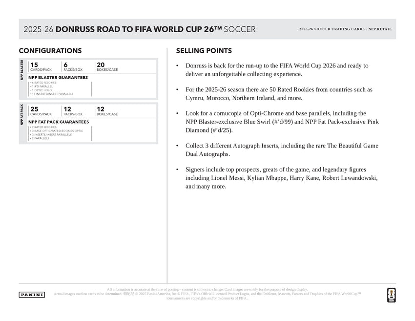 2025 Panini Donruss Road to World Cup Soccer Fat Pack (Pre Order)