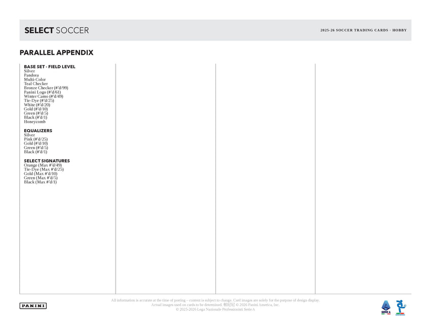 2025-26 Panini Select Serie A Soccer Hobby Box (Pre Order)