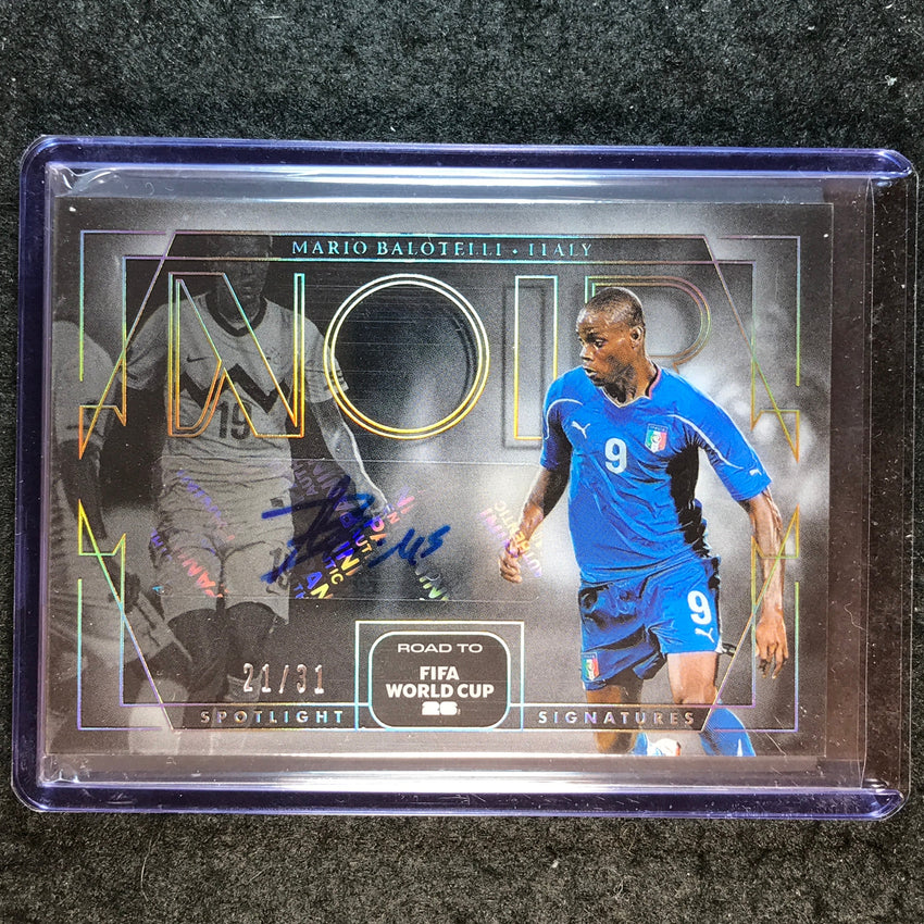 2025-26 Noir Road to World Cup MARIO BALOTELLI Spotlight Signatures Auto 21/31
