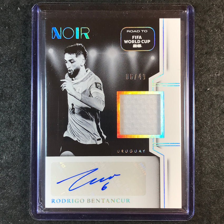 2025-26 Noir Road to World Cup RODRIGO BENTANCUR Black & White Auto Jersey 6/49