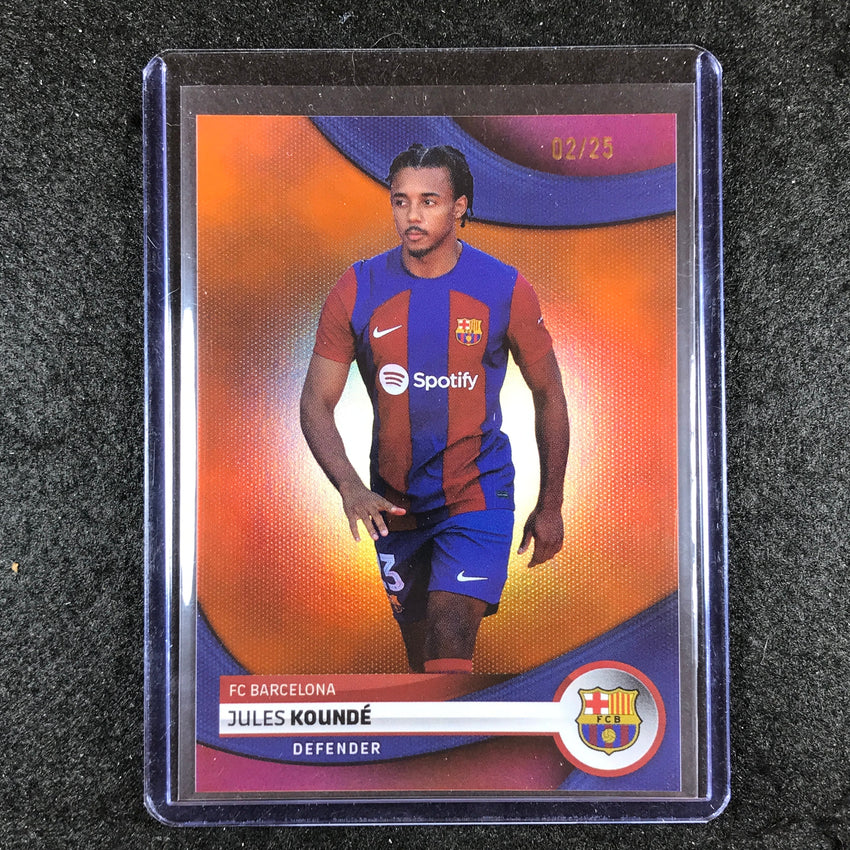 2023-24 Topps Barcelona JULES KOUNDE First Team Orange Foil 2/25