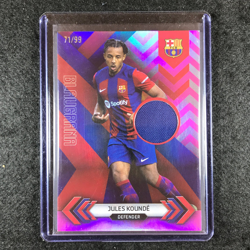2023-24 Topps Barcelona JULES KOUNDE Blaugrana Jersey Relic Pink Foil 71/99