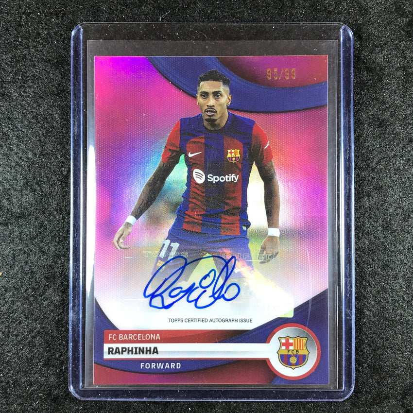 2023-24 Topps Barcelona RAPHINHA First Team Auto Pink Foil 95/99