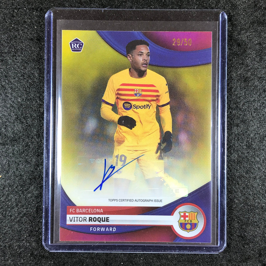 2023-24 Topps Barcelona VITOR ROQUE First Team Rookie Auto Yellow Foil 29/50