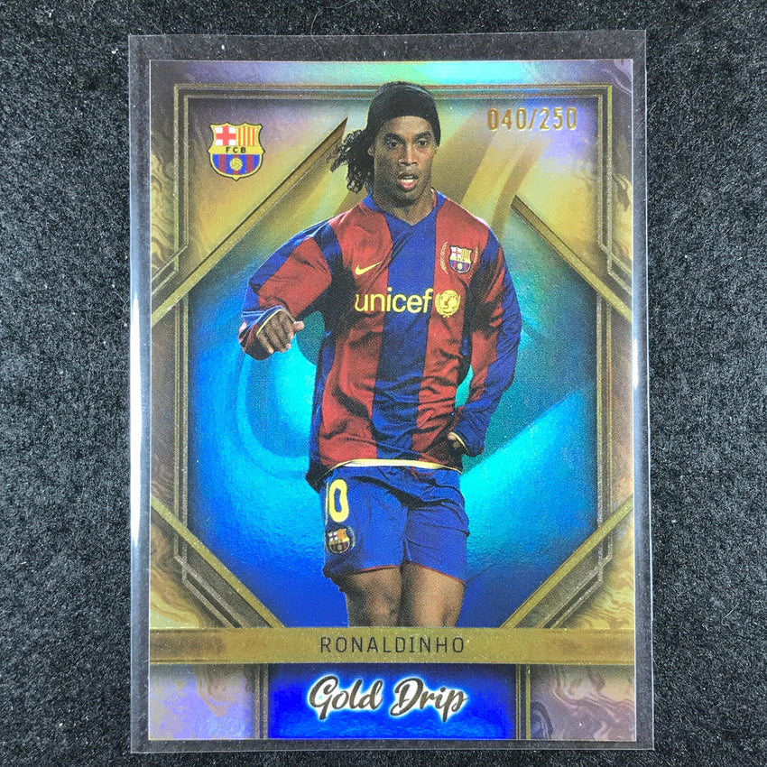 2023-24 Topps Barcelona RONALDINHO Gold Drip Blue Foil 40/250 #3