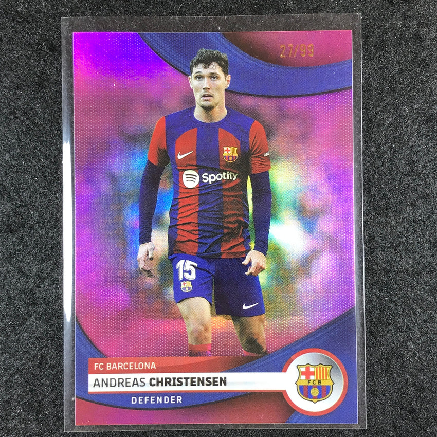 2023-24 Topps Barcelona ANDREAS CHRISTENSEN First Team Pink Foil 27/99 #4