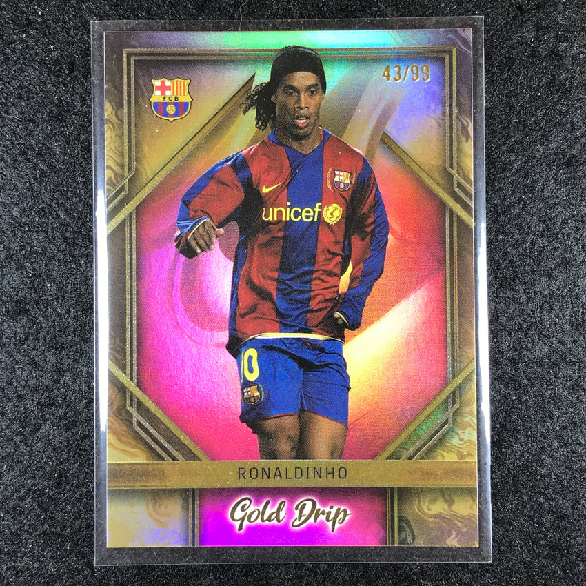 2023-24 Topps Barcelona RONALDINHO Gold Drip Pink Foil 43/99 #3