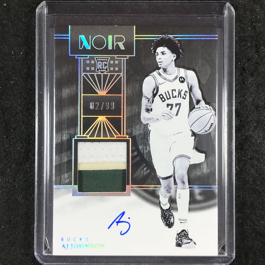 2024-25 Noir AJ JOHNSON Base Rookie Patch Auto Black and White 2/99