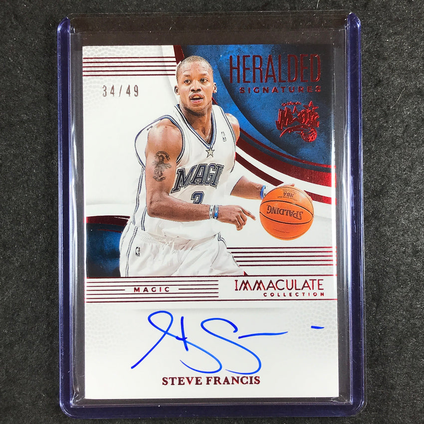 2024-25 Immaculate STEVE FRANCIS Heralded Signatures Auto Red 34/49