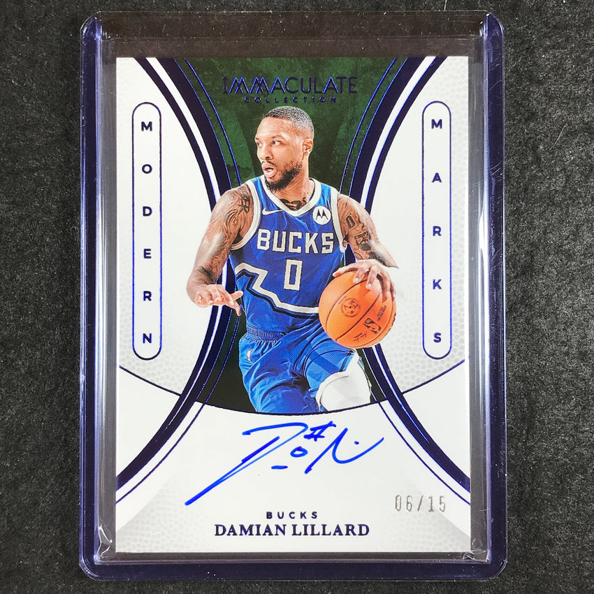 2024-25 Immaculate DAMIAN LILLARD Modern Marks Auto Blue 6/15